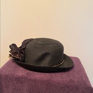 Elegant Black Women's Hat with Floral Accent